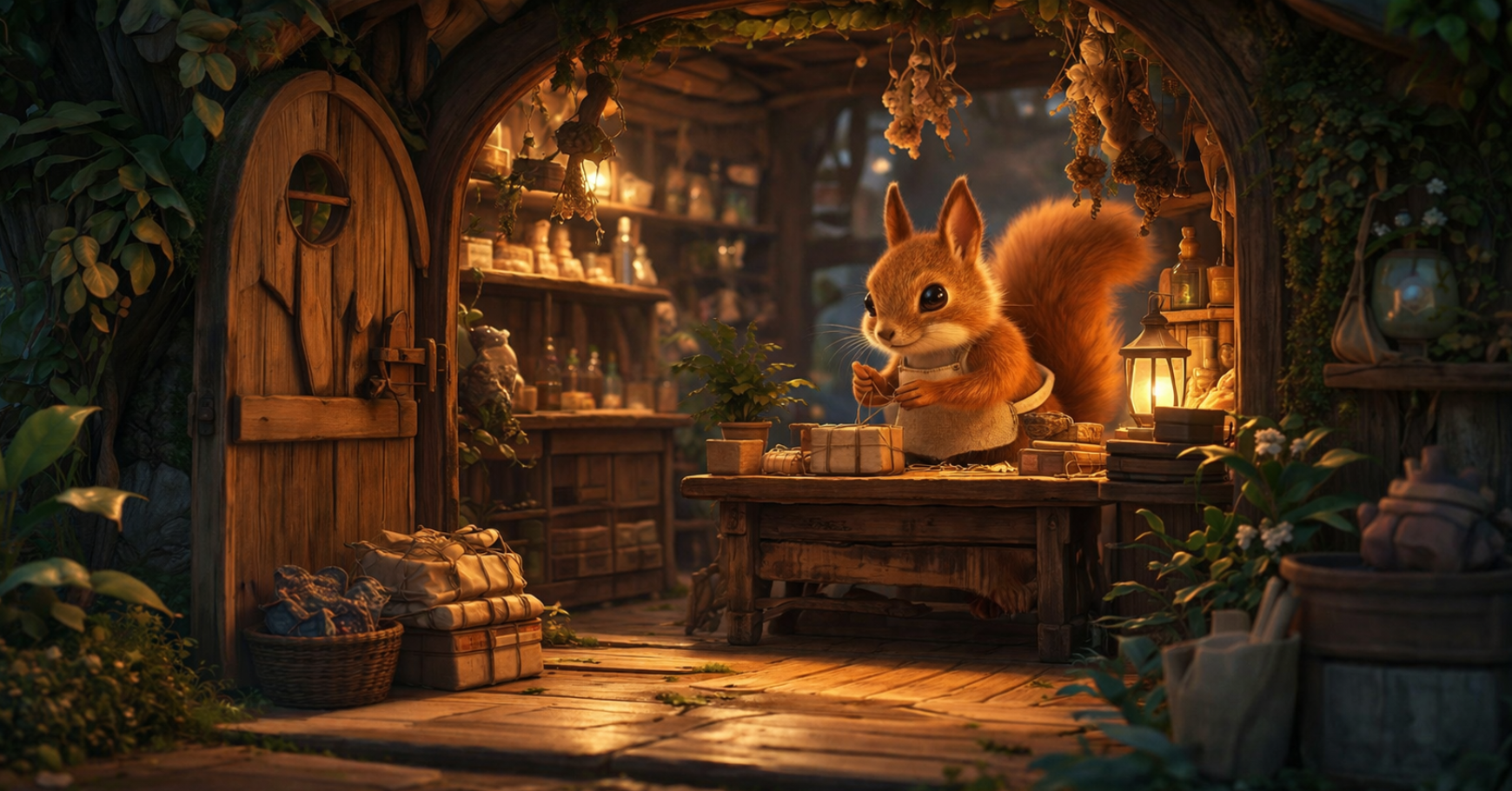 リス店員のいるSHOPの入り口